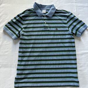 Brooks Brothers Polo Mens L Blue Green Stripe Short Sleeve Cotton Shirt Slim Fit